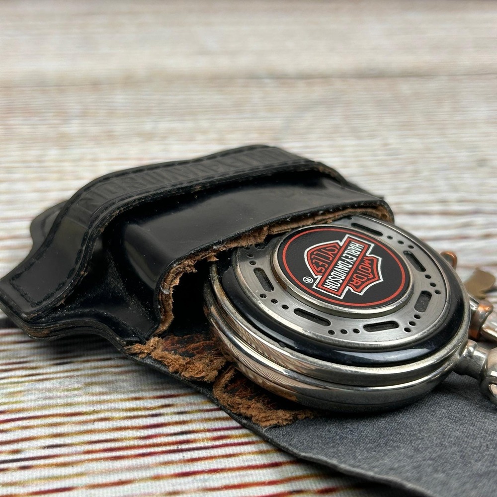 Harley Davidson Heritage Softail Pocket Watch w Chain Eagle Charm and Pouch